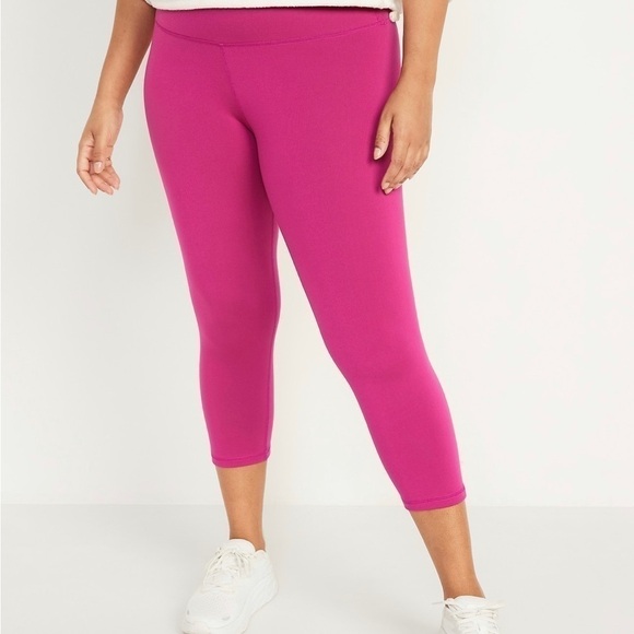 High-Waisted PowerPress Crop Leggings hot pink Large Petite - Picture 6 of 7